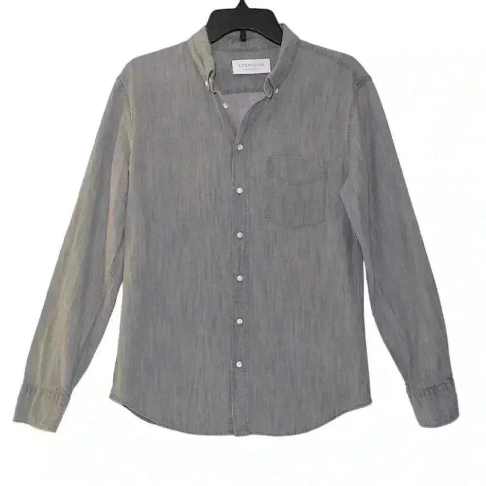 Everlane Classic Gray Denim Button Down Shirt Mens Small